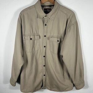 🔥🔥 Vintage Levi’s Blanket Lined Khaki Button Down Cotton Shirt - Sz L - EUC